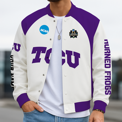 LIMITED EDITION - NEW CUSTOMIZED NCAA CWS14 THF TCU HORNED FROGS BASEBALL JACKET, SATIN VARSITY JACKET