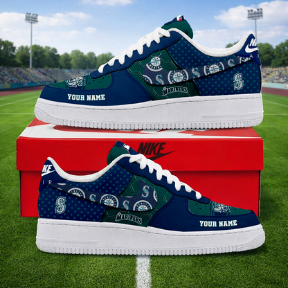 SPECIAL OFFER - NEW CUSTOMIZED MLB14 SMS SEATTLE MARINERS AF1 SNEAKERS