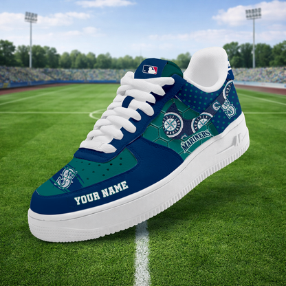 SPECIAL OFFER - NEW CUSTOMIZED MLB14 SMS SEATTLE MARINERS AF1 SNEAKERS
