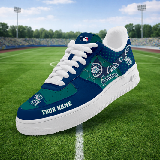 SPECIAL OFFER - NEW CUSTOMIZED MLB14 SMS SEATTLE MARINERS AF1 SNEAKERS