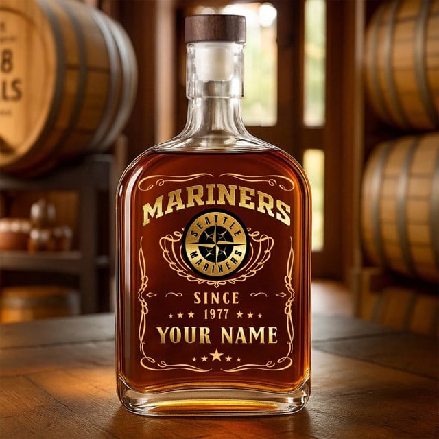 LIMITED EDITION - NEW CUSTOMIZED MLB14 SMS SEATTLE MARINERS LUXURY WHISKEY BOTTLE 450ML