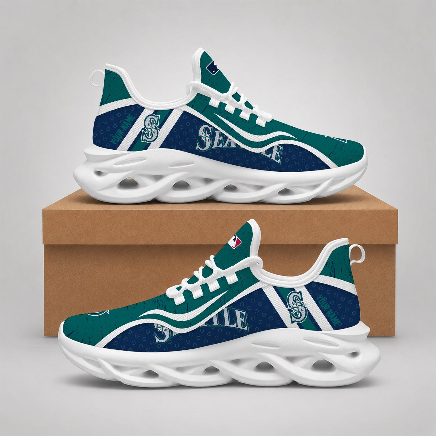 VIRAL EDITION - NEW CUSTOMIZED MLB14 SMS SEATTLE MARINERS MAX SOUL SHOES