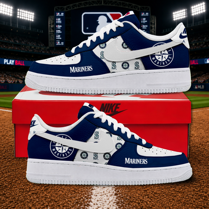 LIMITED EDITION - NEW CUSTOMIZED MLB14 SMS SEATTLE MARINERS AF1 SHOES