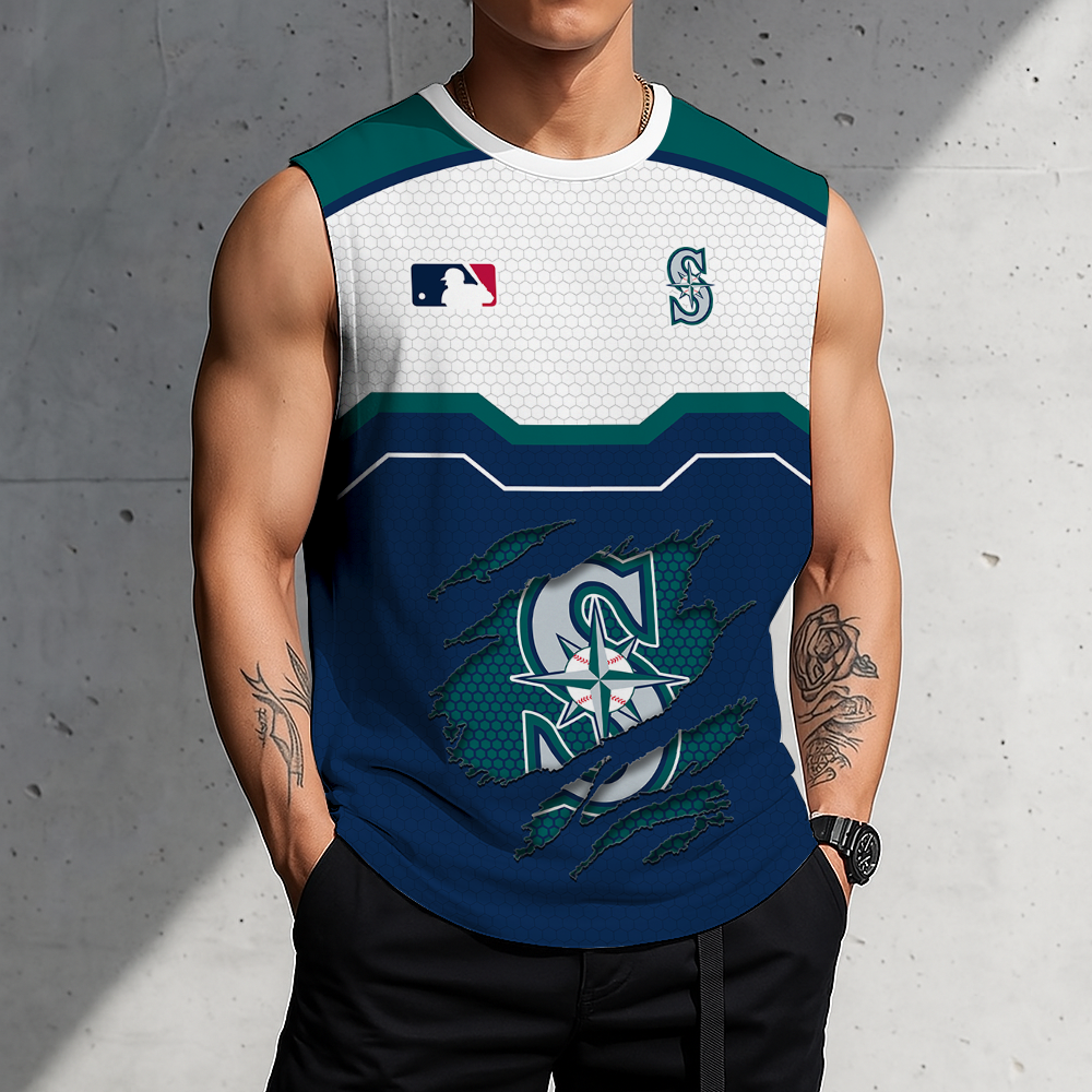 FINAL SALE - NEW CUSTOMIZED MLB14 SMS SEATTLE MARINERS MEN'S GYM SHIRT