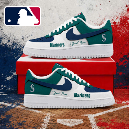 LIMITED EDITION - NEW CUSTOMIZED MLB14 SMS SEATTLE MARINERS AF1 SHOES