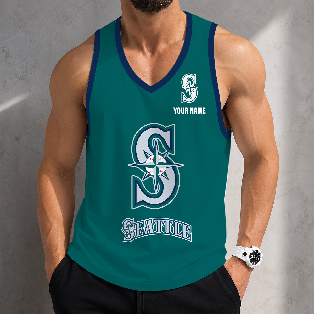 FINAL SALE - NEW CUSTOMIZED MLB14 SEATTLE MARINERS UNISEX TANK TOP
