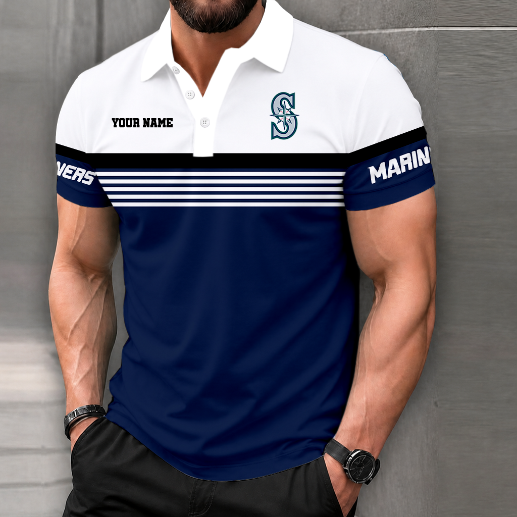 FINAL CLEARANCE - NEW CUSTOMIZED MLB14 SMS SEATTLE MARINERS POLO SHIRT