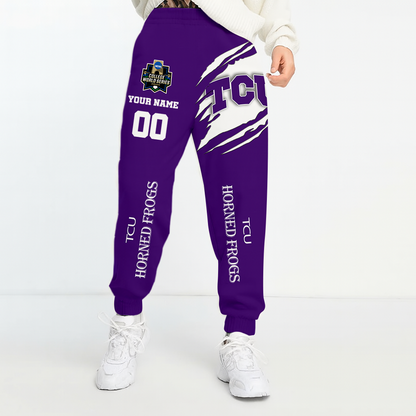 LIMITED EDITION- NEW CUSTOMIZED NCAA CWS14 THF TCU HORNED FROGS UNISEX LONG PANTS
