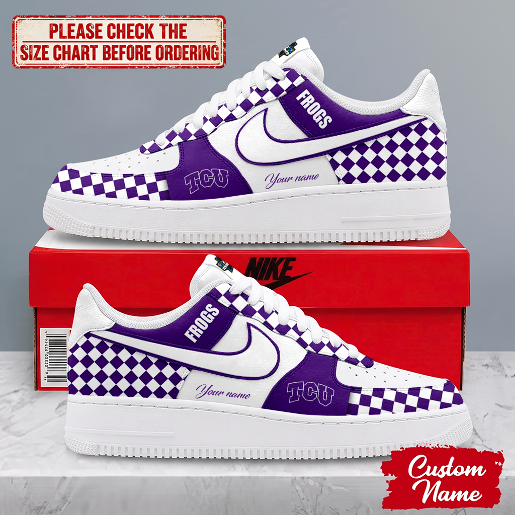 EXCLUSIVE EDITION - NEW CUSTOMIZED NCAA CWS14 THF TCU HORNED FROGS AF1 SHOES