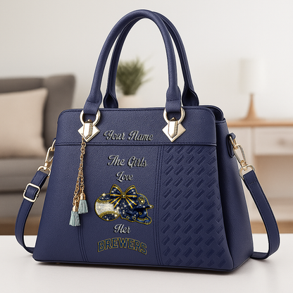 LIMITED EDITION - NEW CUSTOMIZED MLB15 MBS MILWAUKEE BREWERS ZIP HANDBAG MULTICOLOR
