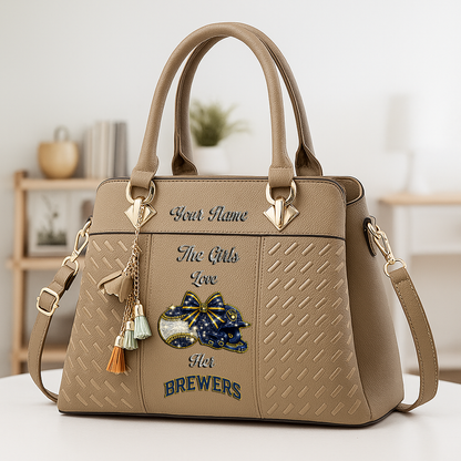 LIMITED EDITION - NEW CUSTOMIZED MLB15 MBS MILWAUKEE BREWERS ZIP HANDBAG MULTICOLOR