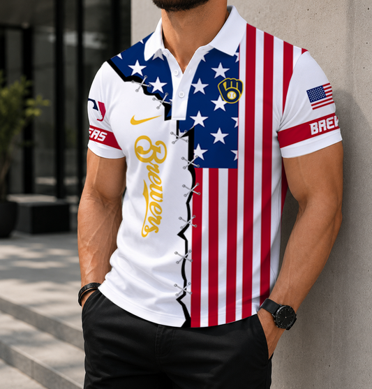 LIMITED EDITION - NEW CUSTOMIZED MLB15 MBS MILWAUKEE BREWERS POLO SHIRT, ZIP POLO SHIRT & T-SHIRTS