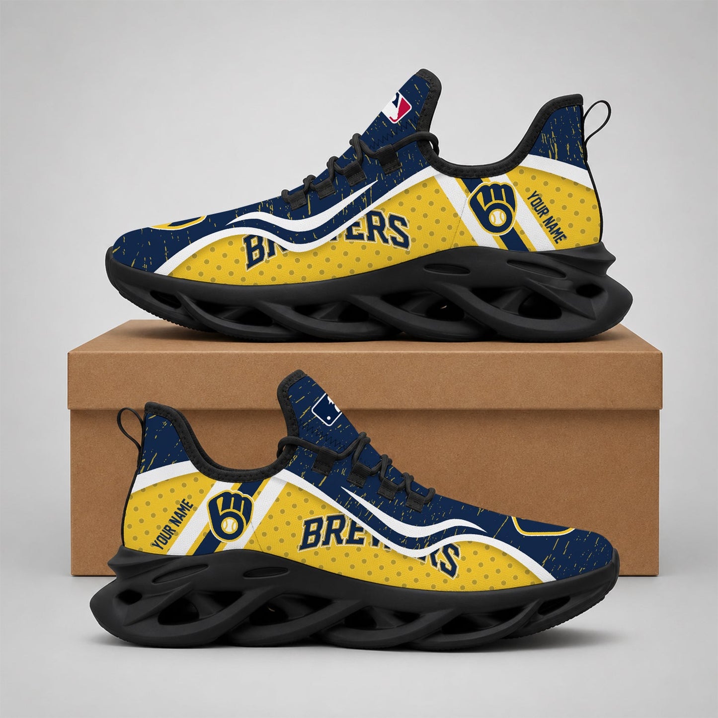 VIRAL EDITION - NEW CUSTOMIZED MLB15 MBS MILWAUKEE BREWERS MAX SOUL SHOES