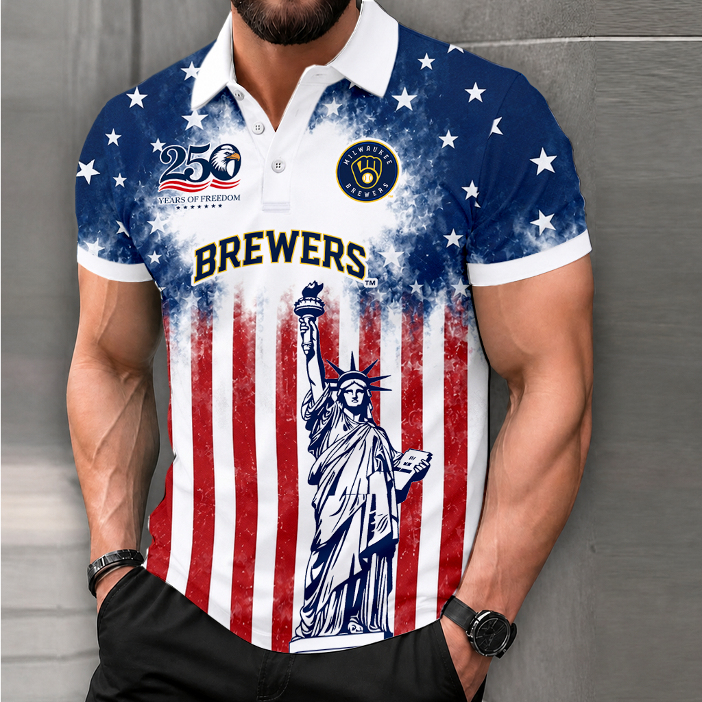 LIMITED EDITION - NEW CUSTOMIZED MLB15 MBS MILWAUKEE BREWERS POLO SHIRT, ZIP POLO SHIRT & T-SHIRTS