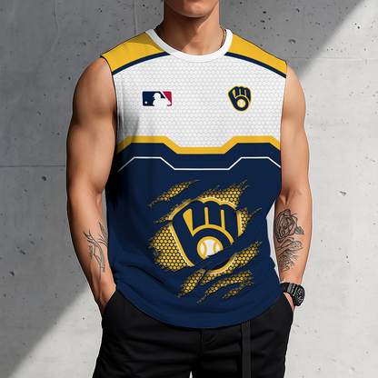 FINAL SALE - NEW CUSTOMIZED MLB15 MBS MILWAUKEE BREWERS MEN'S GYM SHIRT