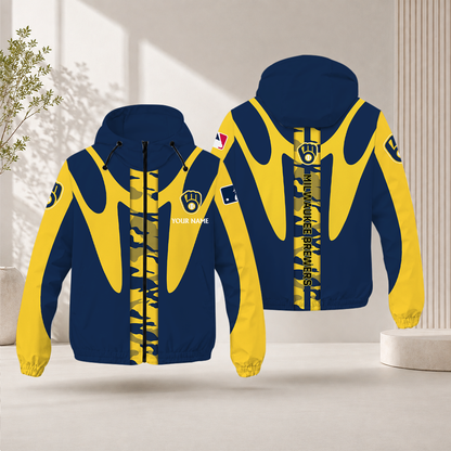 LIMITED EDITION - NEW CUSTOMIZED MLB15 MBS MILWAUKEE BREWERS WINDBREAKER JACKET