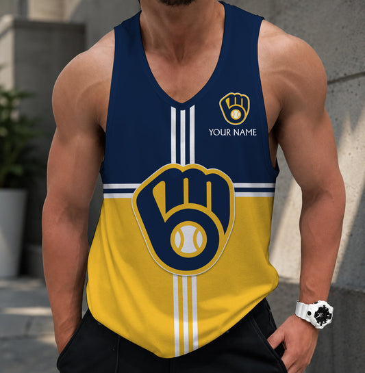 FINAL SALE - NEW CUSTOMIZED MLB15 MILWAUKEE BREWERS UNISEX TANK TOP