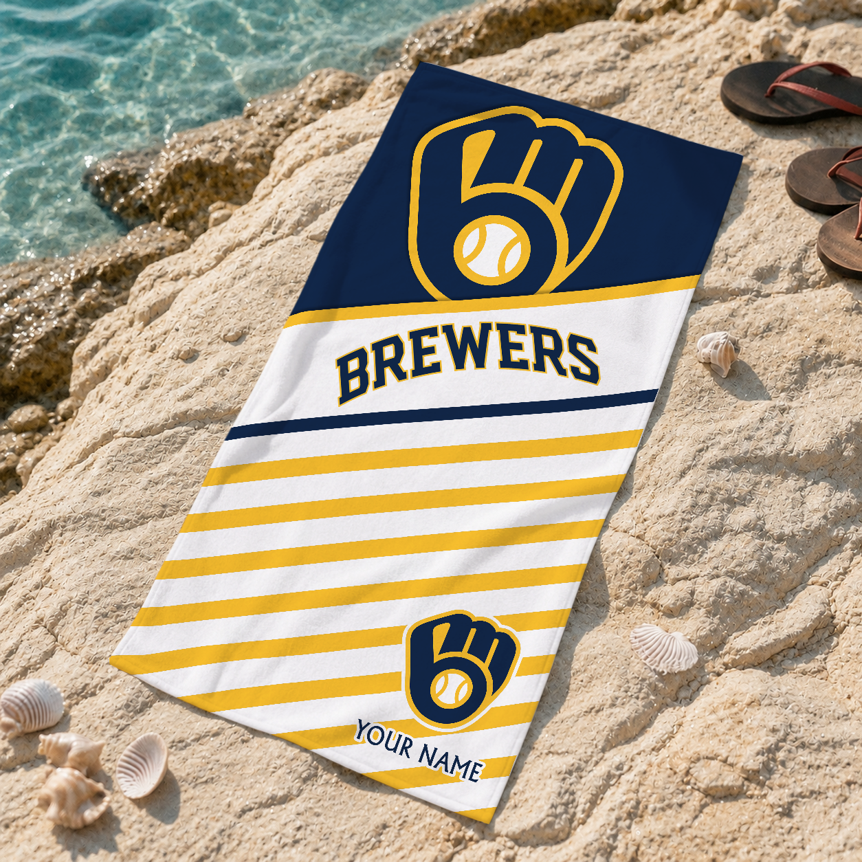FINAL SALE - NEW CUSTOMIZED MLB15 MBS MILWAUKEE BREWERS BEACH TOWEL FOR FAN