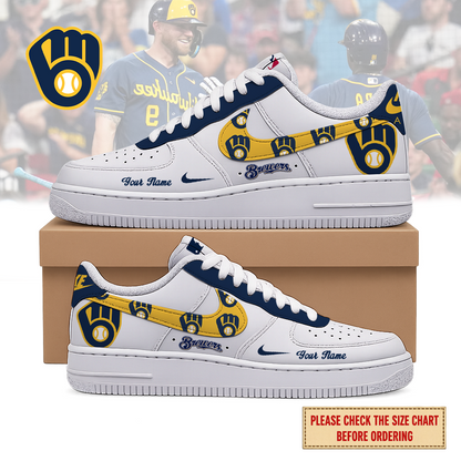 VIRAL EDITION - NEW CUSTOMIZED MLB15 MBS MILWAUKEE BREWERS AF1 SHOES