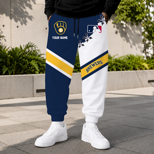 FINAL SALE - NEW CUSTOMIZED MLB15 MBS MILWAUKEE BREWERS SWEATPANTS
