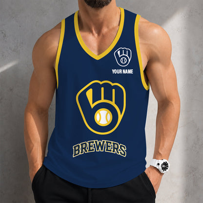 FINAL SALE - NEW CUSTOMIZED MLB15 MILWAUKEE BREWERS UNISEX TANK TOP