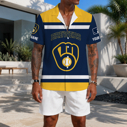 MEGA SALE - NEW CUSTOMIZED MLB15 MBS MILWAUKEE BREWERS UNISEX HAWAIIAN SHIRT