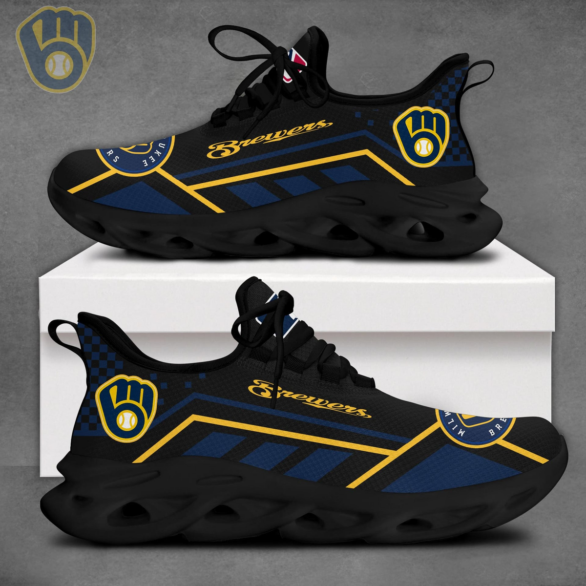 SPECIAL EDITION - NEW CUSTOMIZED MLB15 MBS MILWAUKEE BREWERS MAX SOUL SHOES