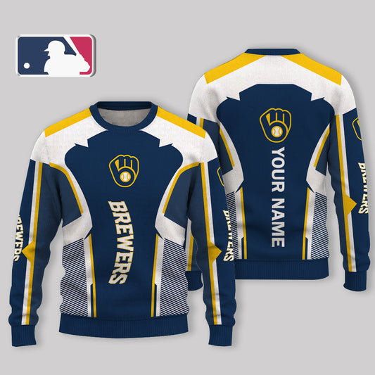 FINAL SALE - NEW CUSTOMIZED MLB15 MBS MILWAUKEE BREWERS UGLY SWEATER