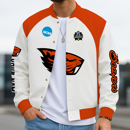 LIMITED EDITION - NEW CUSTOMIZED NCAA CWS15 OGB OREGON STATE BEAVERS BASEBALL JACKET, SATIN VARSITY JACKET