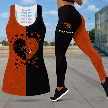 SPECIAL EDITION - NEW CUSTOMIZED NCAA CWS15 OGB OREGON STATE BEAVERS LEGGINGS & HOLLOW TANK TOP SET