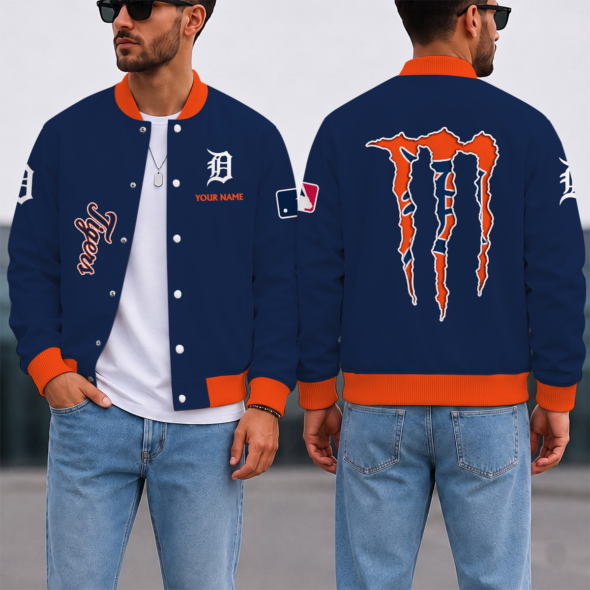 LIMITED EDITION - NEW CUSTOMIZED MLB16 DTS DETROIT TIGERS SATIN VARSITY & BASEBALL JACKET