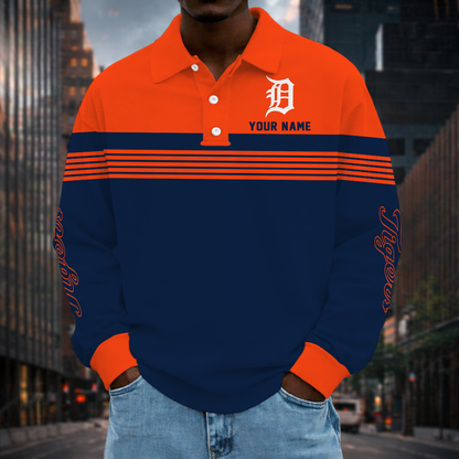 VIRAL EDITION - NEW CUSTOMIZED MLB16 DTS DETROIT TIGERS MEN'S LONG SLEEVE POLO