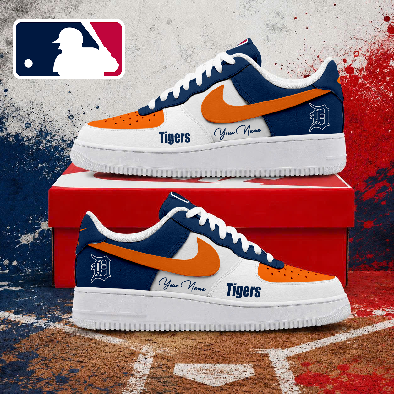 LIMITED EDITION - NEW CUSTOMIZED MLB16 DTS DETROIT TIGERS AF1 SHOES