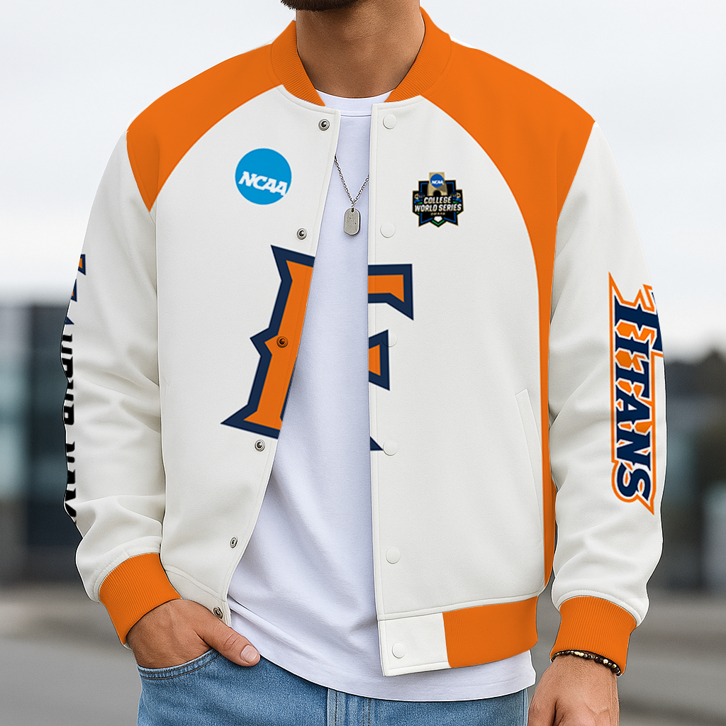 LIMITED EDITION - NEW CUSTOMIZED NCAA CWS16 CFT CAL STATE FULLERTON TITANS BASEBALL JACKET, SATIN VARSITY JACKET