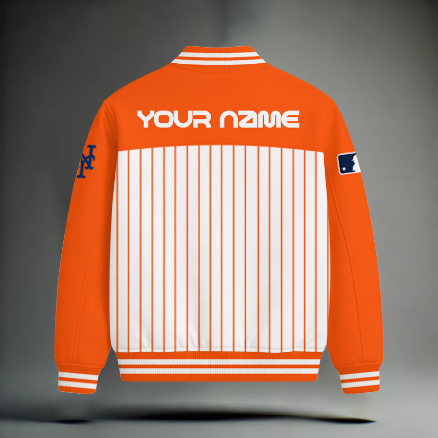 HOT DEAL - NEW CUSTOMIZED MLB17 NYM NEW YORK METS SNOOPY STYLE SATIN VARSITY & BASEBALL JACKET