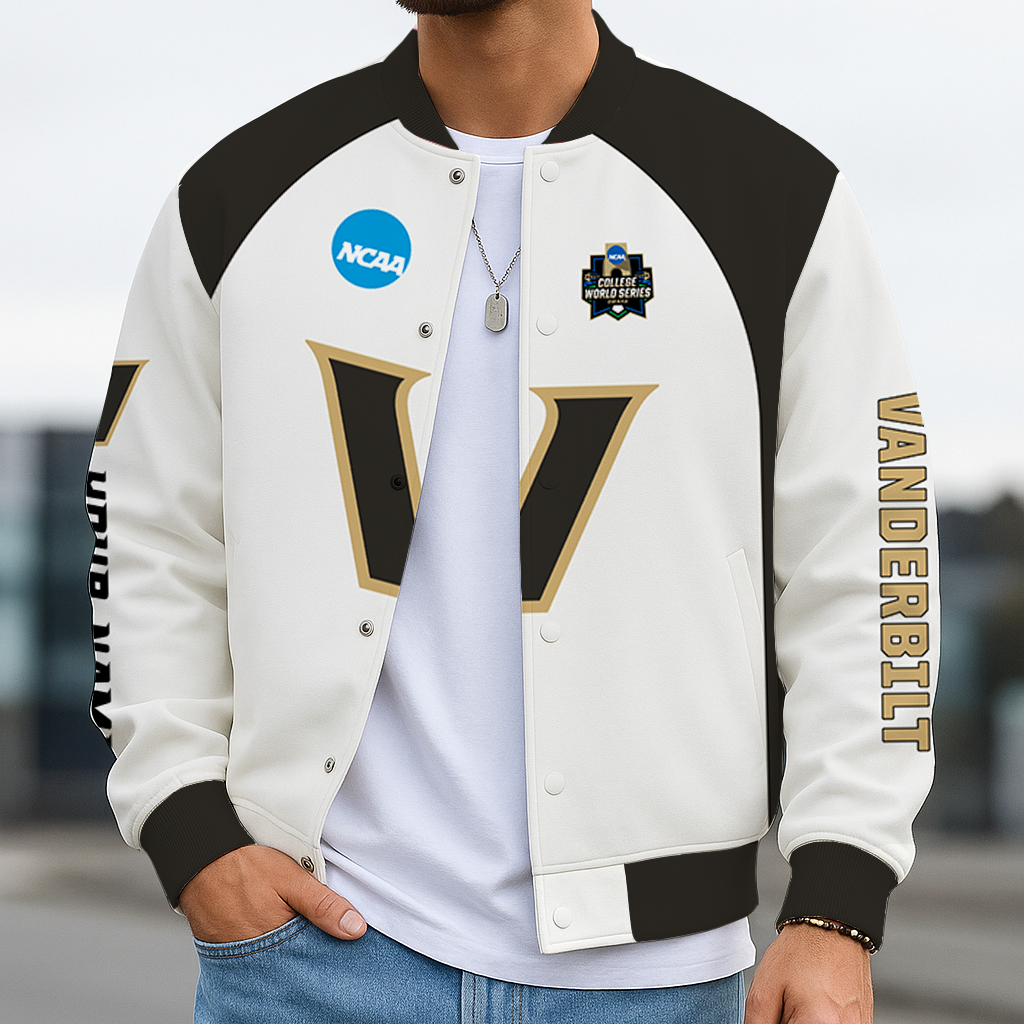 LIMITED EDITION - NEW CUSTOMIZED NCAA CWS17 VDC VANDERBILT COMMODORES BASEBALL JACKET, SATIN VARSITY JACKET