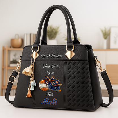 LIMITED EDITION - NEW CUSTOMIZED MLB17 NYM NEW YORK METS ZIP HANDBAG MULTICOLOR