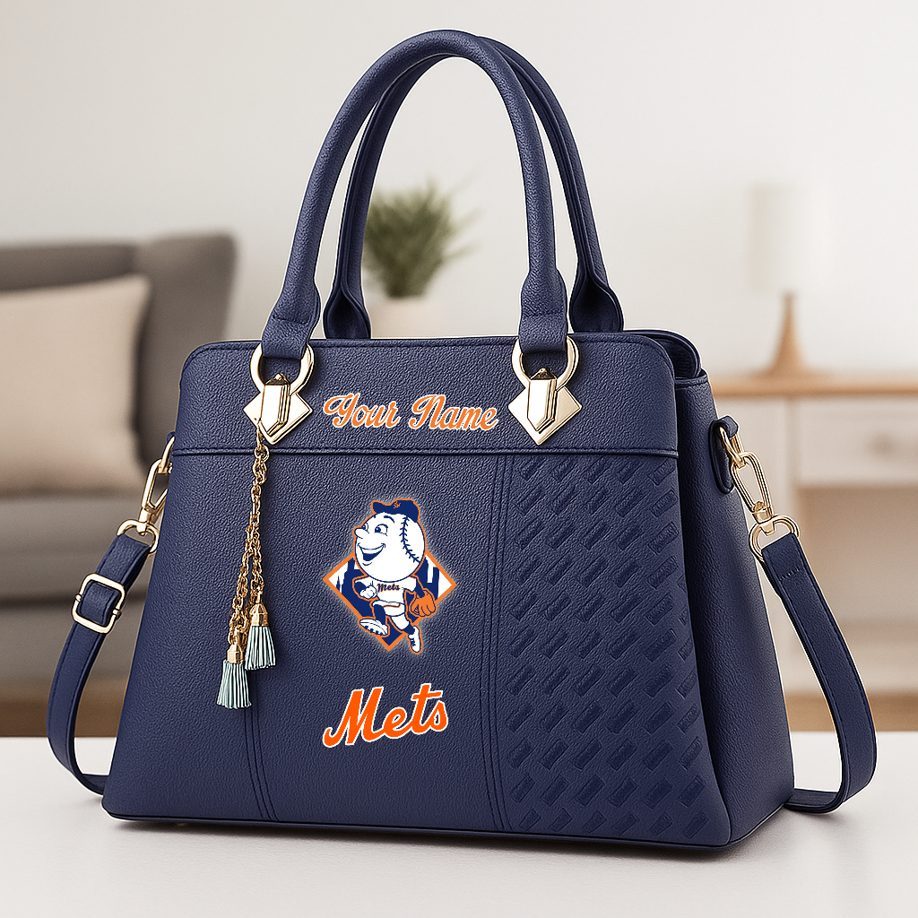 LIMITED EDITION - NEW CUSTOMIZED MLB17 NYM NEW YORK METS ZIP HANDBAG MULTICOLOR