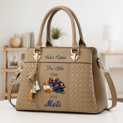 LIMITED EDITION - NEW CUSTOMIZED MLB17 NYM NEW YORK METS ZIP HANDBAG MULTICOLOR