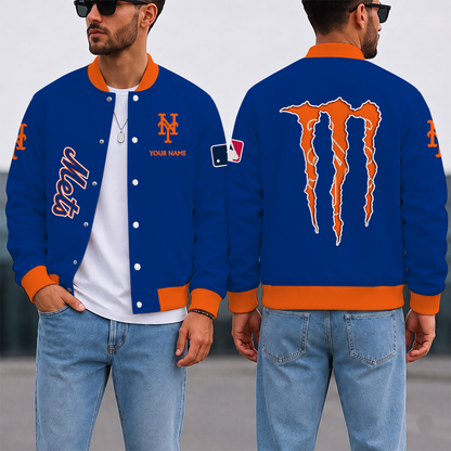 LIMITED EDITION - NEW CUSTOMIZED MLB17 NYM NEW YORK METS SATIN VARSITY & BASEBALL JACKET