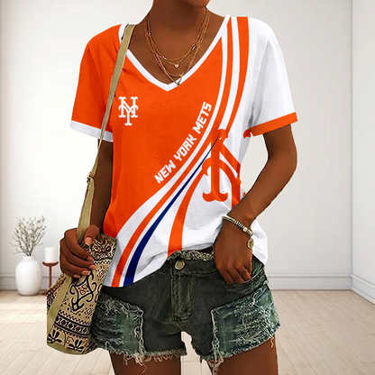 LIMITED EDITION - NEW CUSTOMIZED MLB17 NYM NEW YORK METS V-NECK FEMALE SHIRT