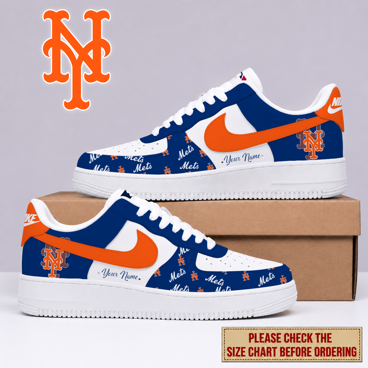 FINAL SALE - NEW CUSTOMIZED MLB17 NYM NEW YORK METS AF1 SHOES