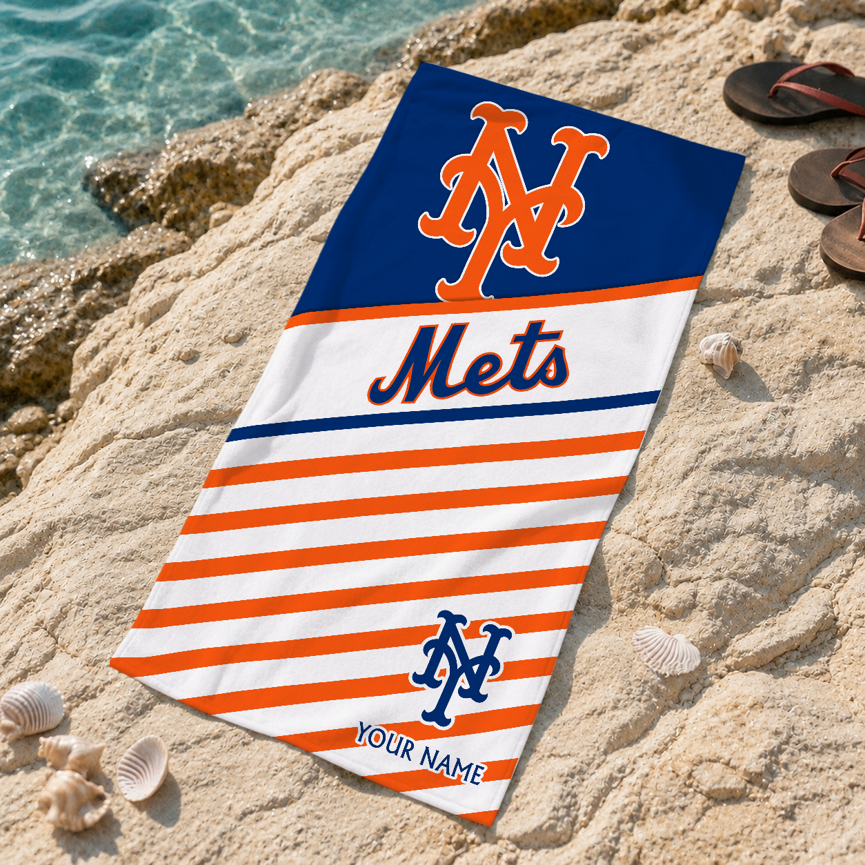 FINAL SALE - NEW CUSTOMIZED MLB17 NYM NEW YORK METS BEACH TOWEL FOR FAN