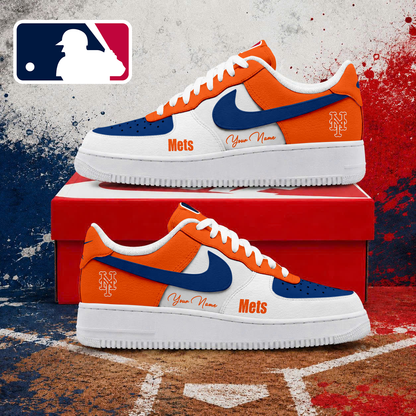 LIMITED EDITION - NEW CUSTOMIZED MLB17 NYM NEW YORK METS AF1 SHOES