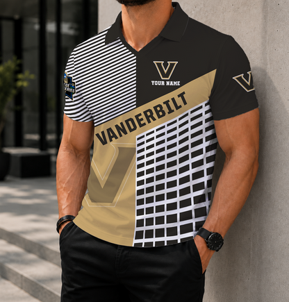 LIMITED EDITION - NEW CUSTOMIZED NCAA CWS17 VDC VANDERBILT COMMODORES POLO SHIRT