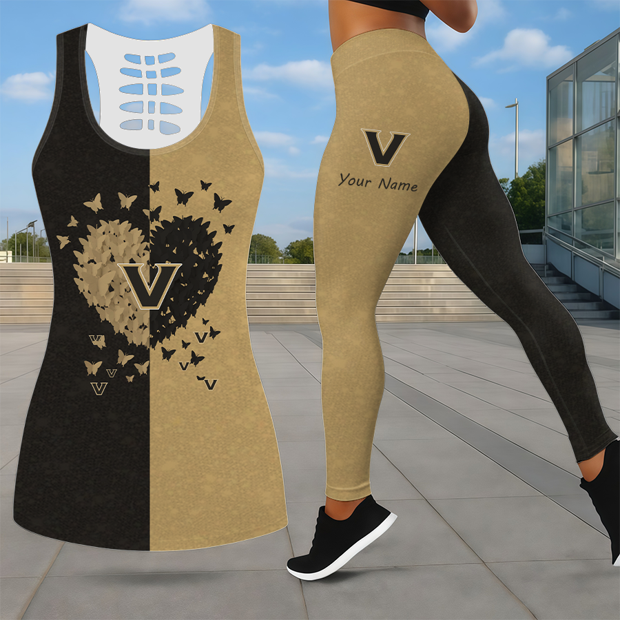 SPECIAL EDITION - NEW CUSTOMIZED NCAA CWS17 VDC VANDERBILT COMMODORES LEGGINGS & HOLLOW TANK TOP SET