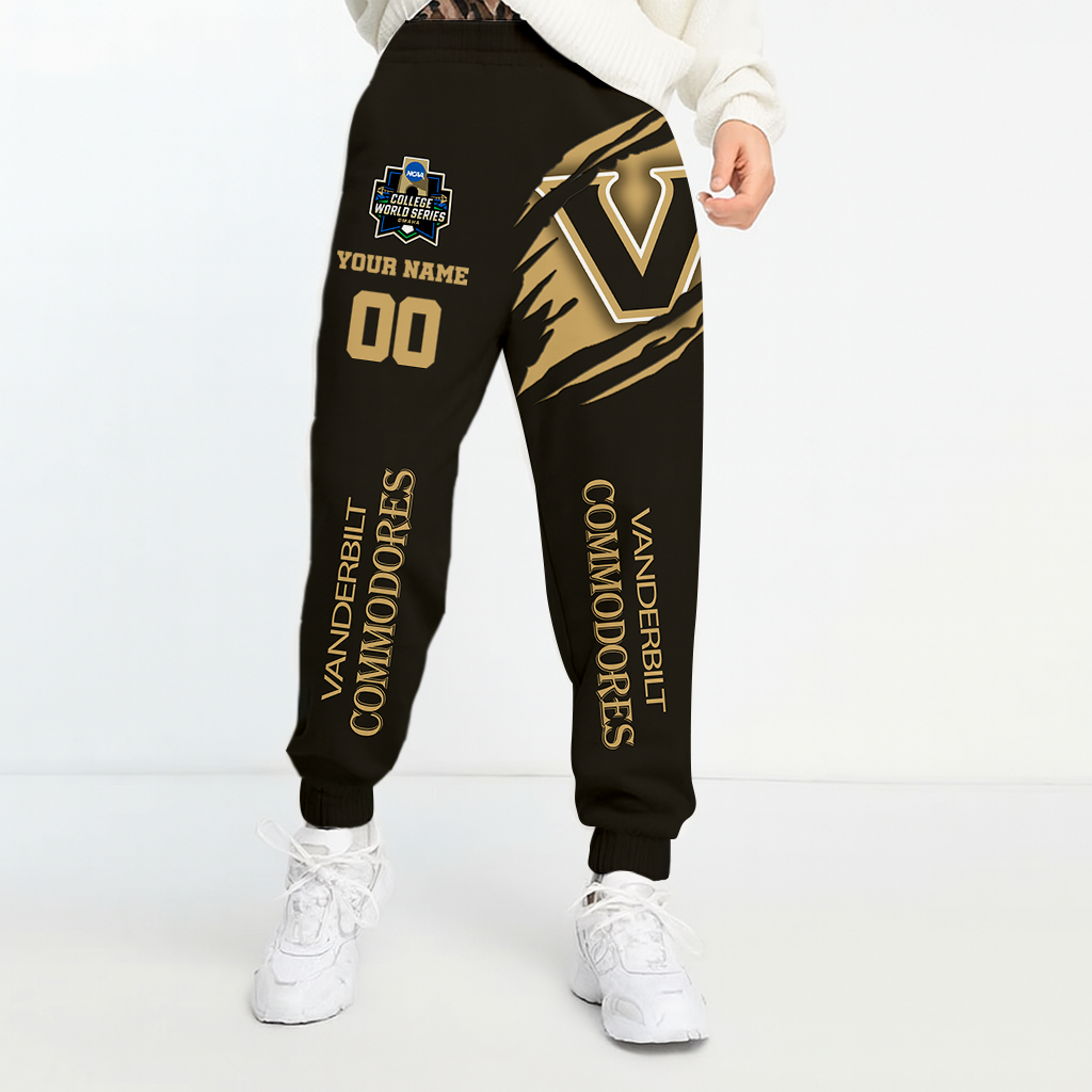 LIMITED EDITION- NEW CUSTOMIZED NCAA CWS17 VDC VANDERBILT COMMODORES UNISEX LONG PANTS