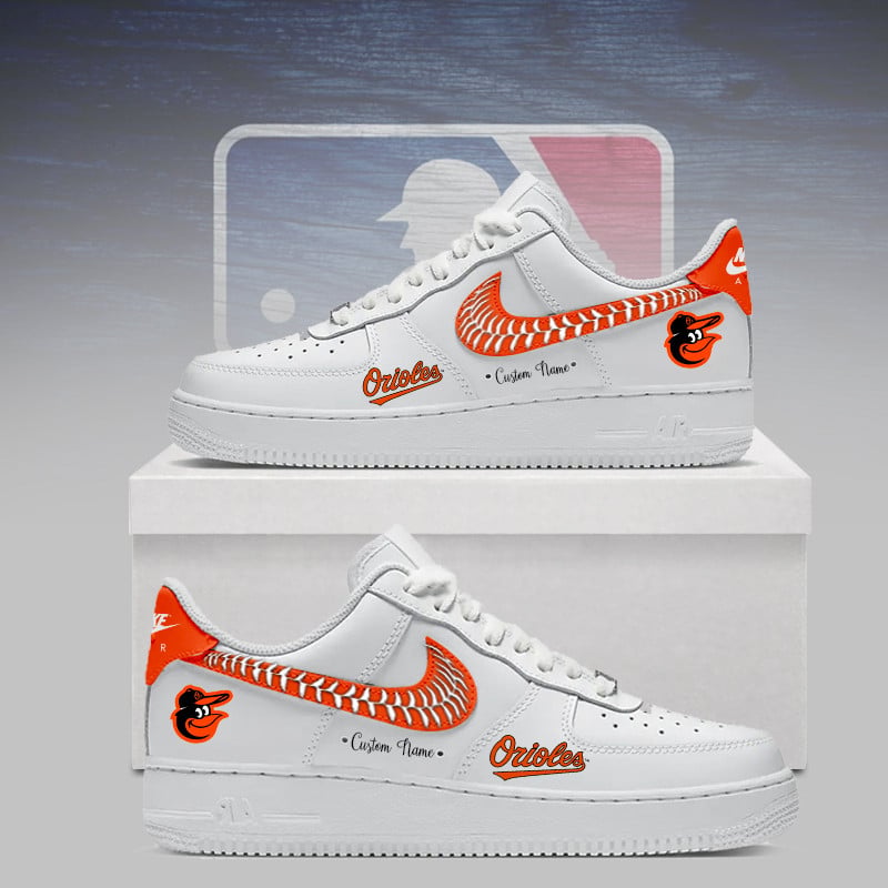 LIMITED EDITION - NEW CUSTOMIZED MLB25 BOS BALTIMORE ORIOLES AF1 SNEAKERS