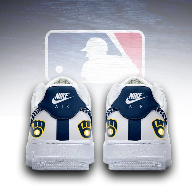 LIMITED EDITION - NEW CUSTOMIZED MLB15 MBS MILWAUKEE BREWERS AF1 SNEAKERS