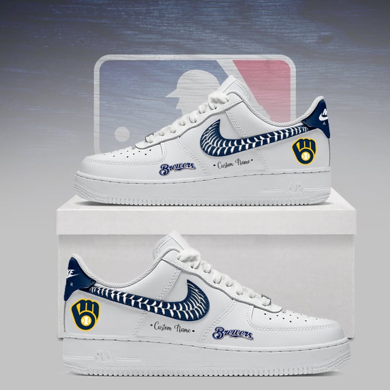 LIMITED EDITION - NEW CUSTOMIZED MLB15 MBS MILWAUKEE BREWERS AF1 SNEAKERS